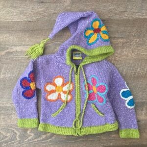 SACOS Handcrafted | Scandinavian Lambswool Blend Flower Full Zip Hooded Sweater
